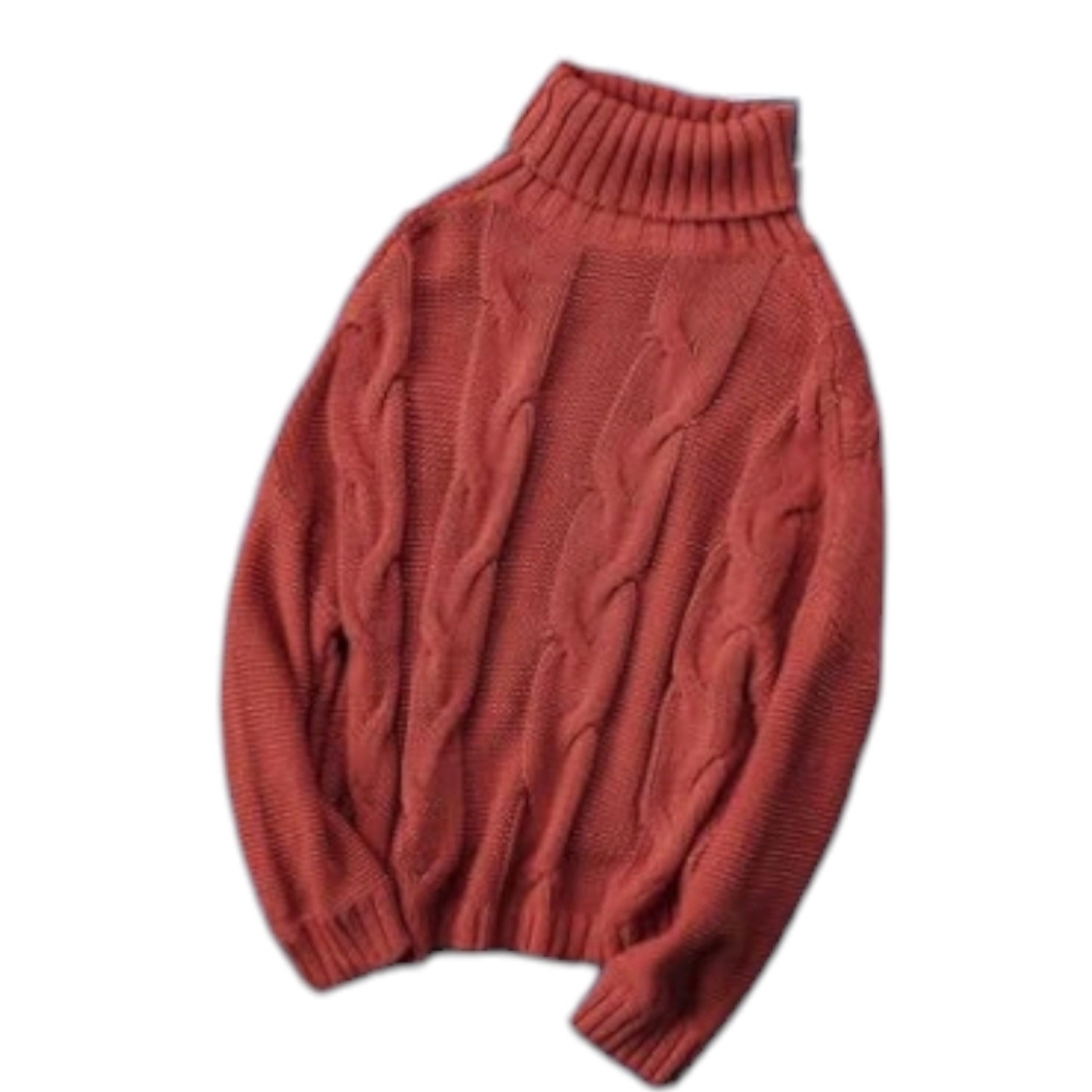 NWT Cable Knit Sweater With Loose Turtleneck In Muted Red ColorSize XXL